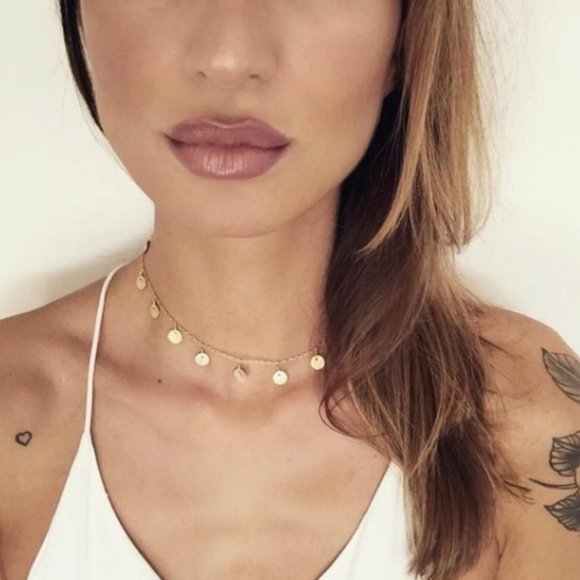 Free People Jewelry - Free People Gold Medallion Charm Choker Necklace